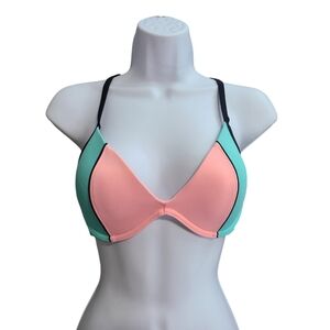 VICTORIA'S SECRET PINK pink teal swim top S D-DD